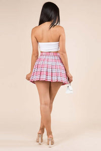 Bad Gal Plaid Skirt - Pink