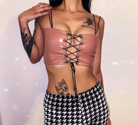 Leather and Lace Crop Top